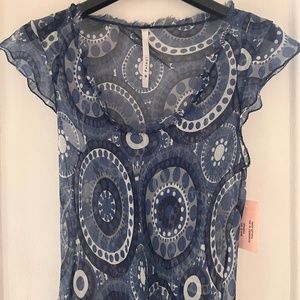 NWT POLECI SILK TRANSPARENT TOP
